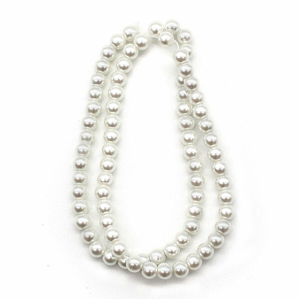 Бусины стеклянные на нитке, 6 мм, длина 40см(SA-01 белый жемчуг)