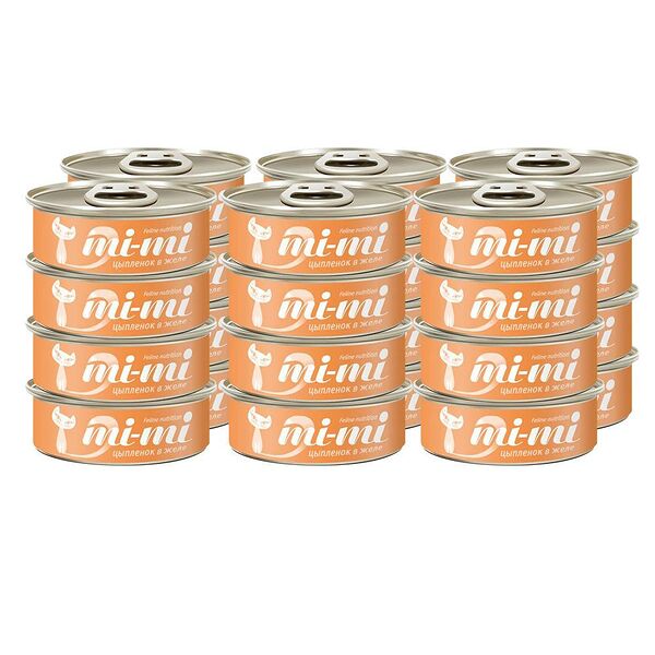 Корм для кошек MI-MI Кусочки в желе цыпленок конс.80г (упаковка - 24 шт)