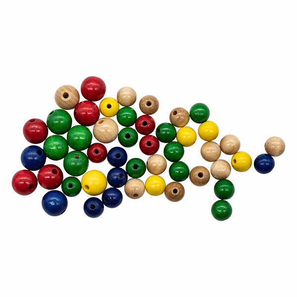 Набор деревянных разноцветных бусин, 12-15мм, 42шт, Glorex