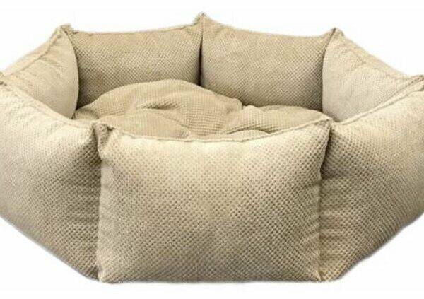 Лежанка Уют Fashion круглая велюровая бежевая для животных 75*75*18 см