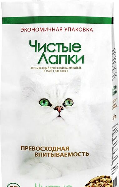 Наполнитель для кошачьего туалета Чистые лапки древесный 37л 13.5кг