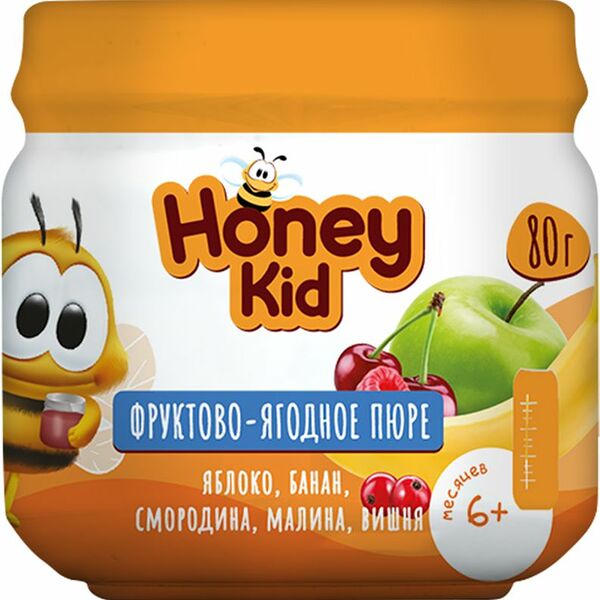 Пюре Honey Kid Фруктово-ягодное ассорти с 6 мес. 80г