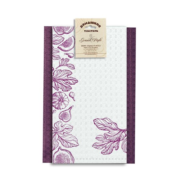 Набор кухонных полотенец Инжир, 2 шт, 35х60 см, хлопок, вафля, шелкография