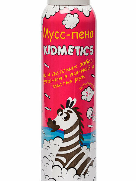 KIDMETICS Мусс-пена для детских забав купания в ванной и мытья рук розовая дет., 200 мл