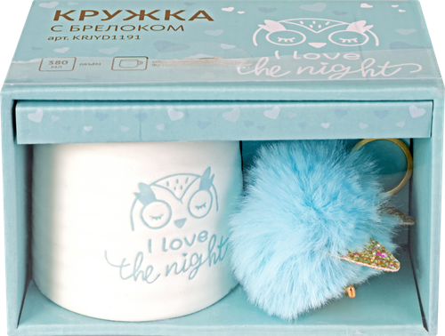 

Кружка HOMECLUB Owl с брелком 380мл, фарфор, Арт. KRJYD1191