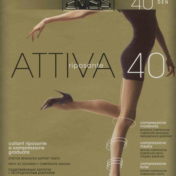 Колготки женские Omsa Attiva цвет: nero/чёрный, размер 6, 40 den