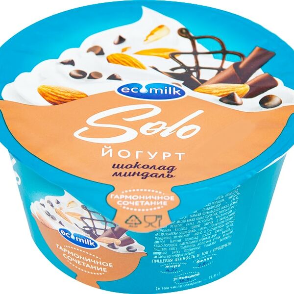 Йогурт Экомилк с шоколадом и миндалем 4.2% 130г