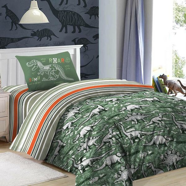 Комплект постельного белья Mona Liza Kids Dinosaurs, 1.5-сп, нав. 48х70 см, сатин