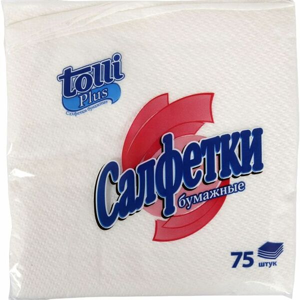 Салфетки бумажные Tolli Plus 3 цвета, 75шт