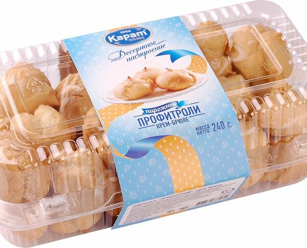 Пирожное Карат Плюс профитроли крем-брюле 240г