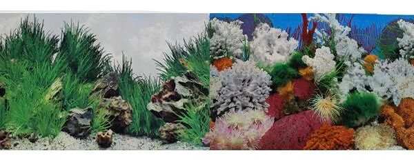 Фон Prime двусторонний для аквариума Морской пейзаж и Подводный рельеф 50х100 см