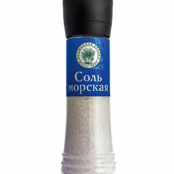 Соль Волшебное дерево морская пищевая, мельница
