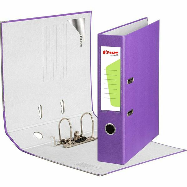 Папка-регистратор Комус Экономи 75мм фиолетовая, ПБП1, карм.кор., мет.уг