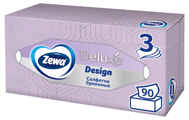 

Салфетки бумажные Zewa Deluxe Design 3 слоя 90 шт