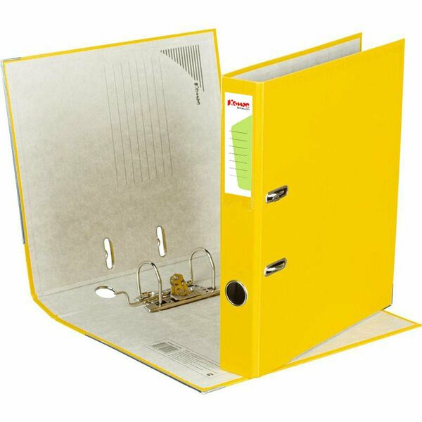 Папка-регистратор Комус Экономи 50мм желтая , ПБП1, карм.кор.,мет.уг