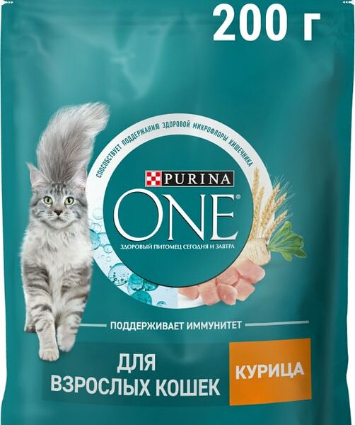 Сухой корм для кошек Purina ONE для взрослых с курицей 200г