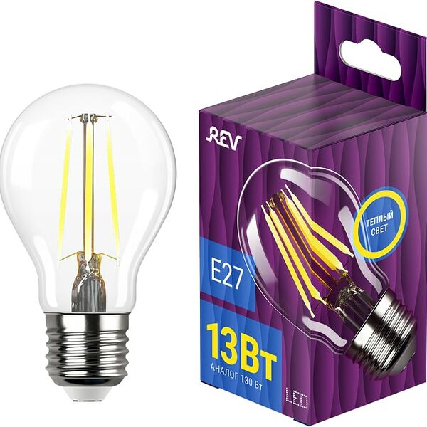 Лампа светодиодная REV Filament E27 13Вт