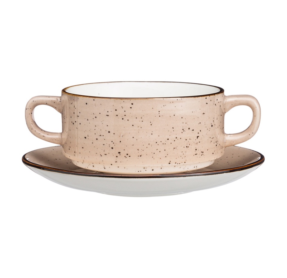 

Бульонница Bronco Nature с блюдцем бежевая 250 мл