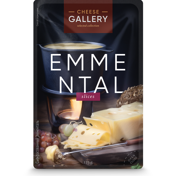Сыр Cheese Gallery Эмменталер нарезка 45% бзмж