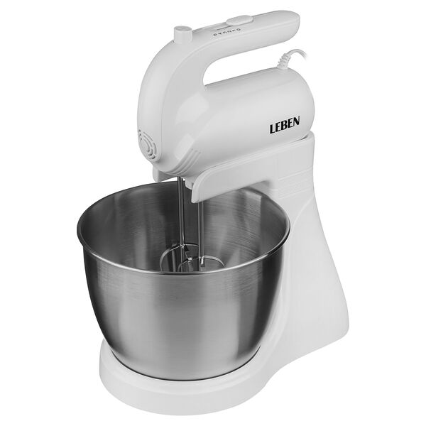 Leben миксер кухонный, 5 скоростей, 2 пары насадок, 200вт, металлическая чаша 3л, 220-240в