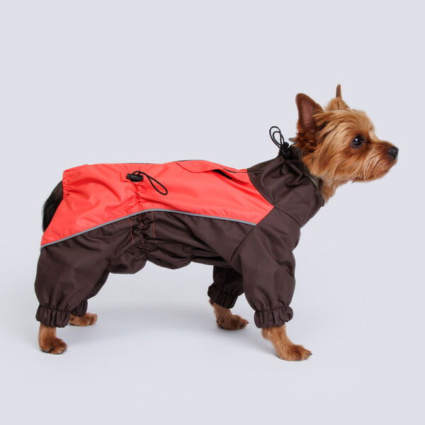 Дождевик с мембраной и водонепроницаемой застежкой для йорка и чихуа, XL, коралл (девочка)