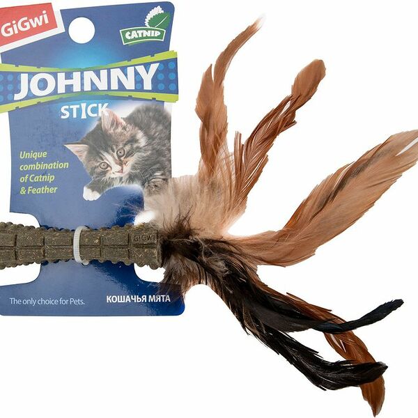 Игрушка для кошек GiGwi прессованная кошачья мята с пером