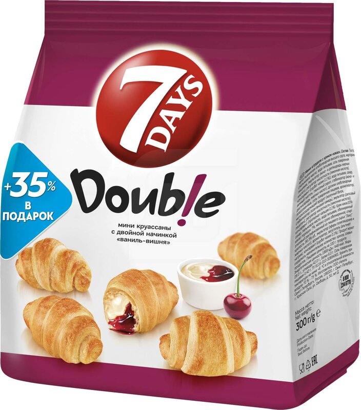 Купить Мини-круассаны 7 Days Double Ваниль-Вишня по низкой цене с ...