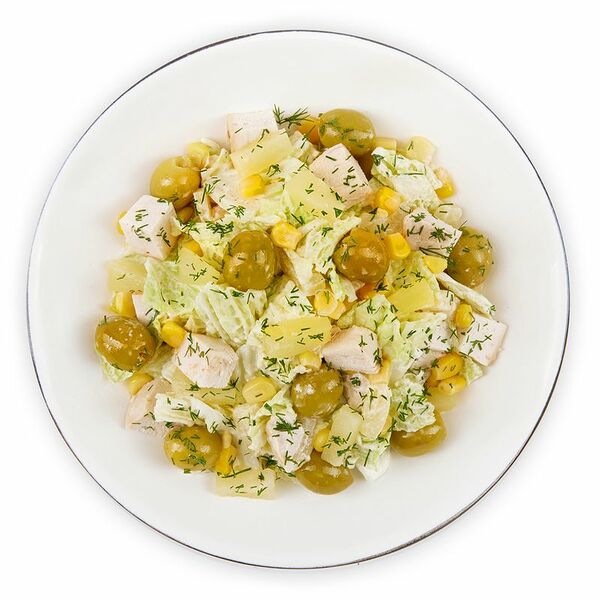 Салат Шеф Перекрёсток из копченой курицы с ананасом вес