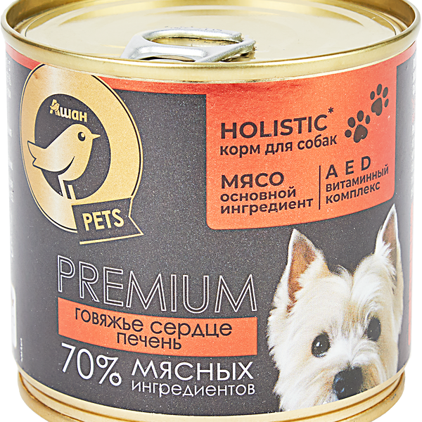 Влажный корм для собак Ашан Золотая птица говяжье сердце и печень в желе