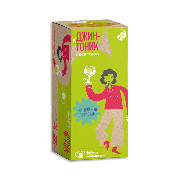 Чай Чайная библиотека зеленый с добавками джин тоник 25 пакетиков