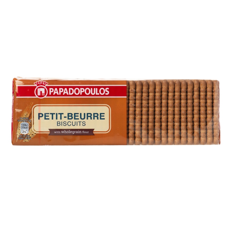 

Печенье Papadopoulos Petit Beurre затяжное c цельнозерновой мукой 225 г