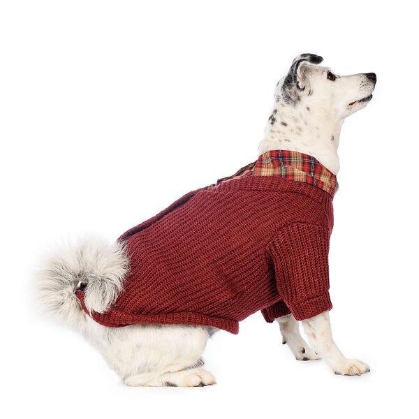 Свитер с пуговицами для собак 3XL бордовый (унисекс)