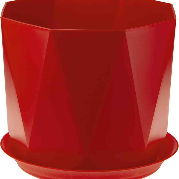Кашпо Idea Призма цвет: красный, с поддоном 130 мм