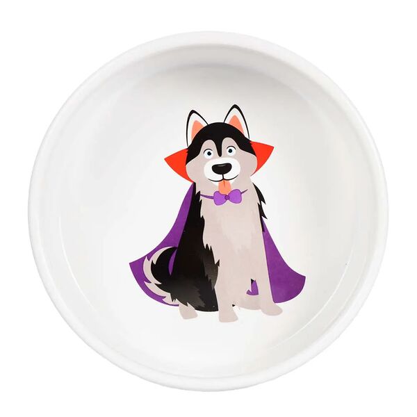 Миска Happy Halloween Хаски белая керамика