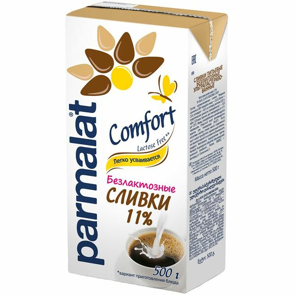 Сливки питьевые Parmalat Comfort безлактозные ультрапастеризованные 11%, 500г
