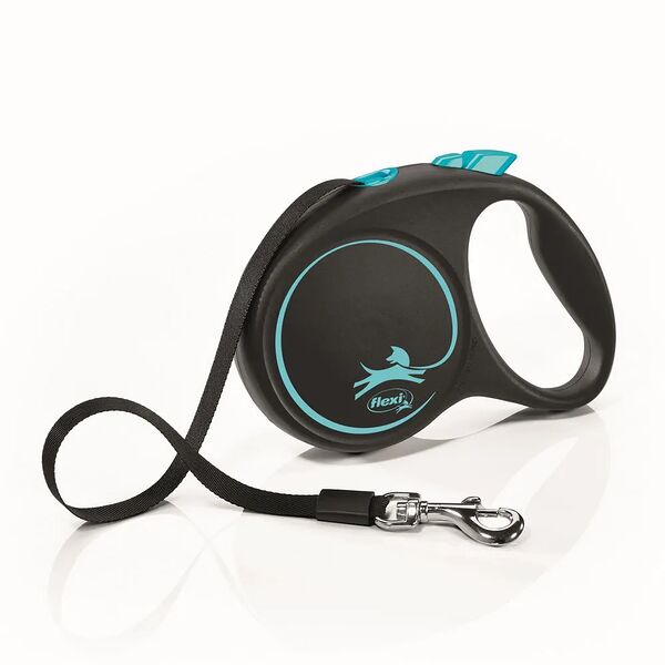 Рулетка Flexi Black Design M до 25 кг 5 м лента Синяя