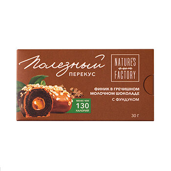 Финик Nature's Own Factory в гречишном молочным шоколаде с фундуком 30г, Россия