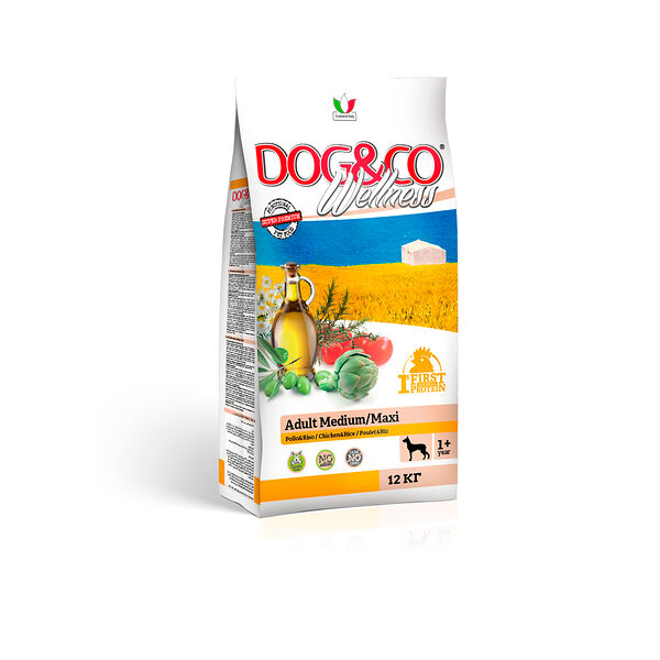 Wellness Dog&Co Adult Medium/Maxi корм для собак средних и крупных пород Курица и рис, 12 кг.