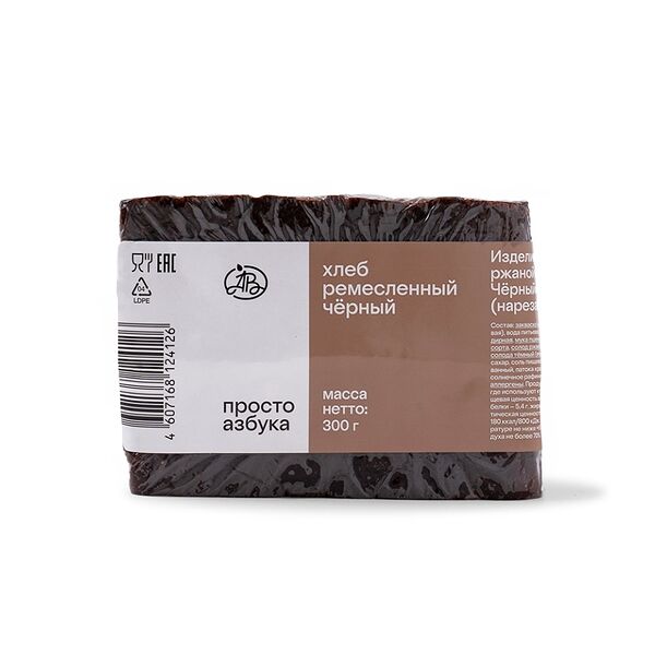 Хлеб из смеси ржаной и пшеничной муки Ремесленный Черный 300г, Россия