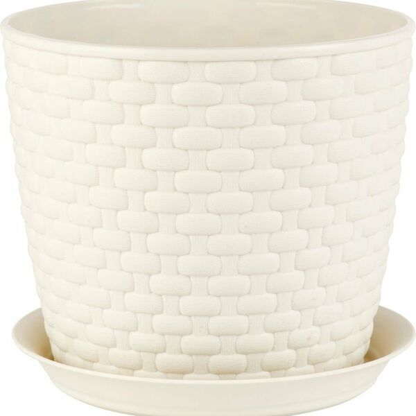 Кашпо с поддоном Ротанг Idea цвет: белый, 15,5 см