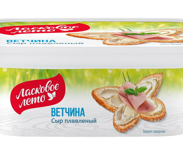 Сыр плавленый со вкусом и ароматом ветчины жир 45% 170г Ласковое Лето