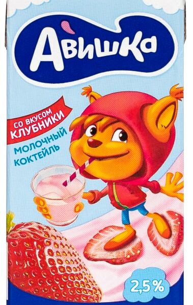 Коктейль молочный Авишка со вкусом Клубники 2,5% 200 мл