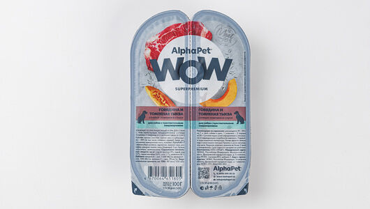 Корм влажный для собак с чувствствительным пищеварением AlphaPet Говядина и томленая тыква сочные ломтики в соусе