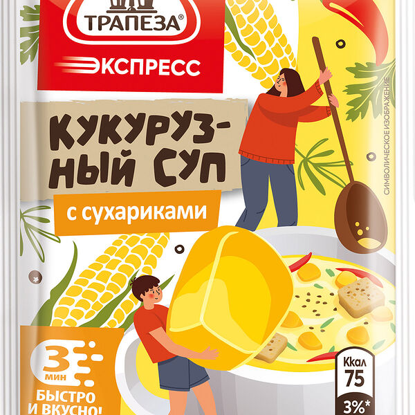 Суп быстрого приготовления Кукурузный Трапеза с сухариками 20г