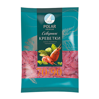 Креветки варено-мороженные Polar, калибр 70-90 шт в кг, Россия