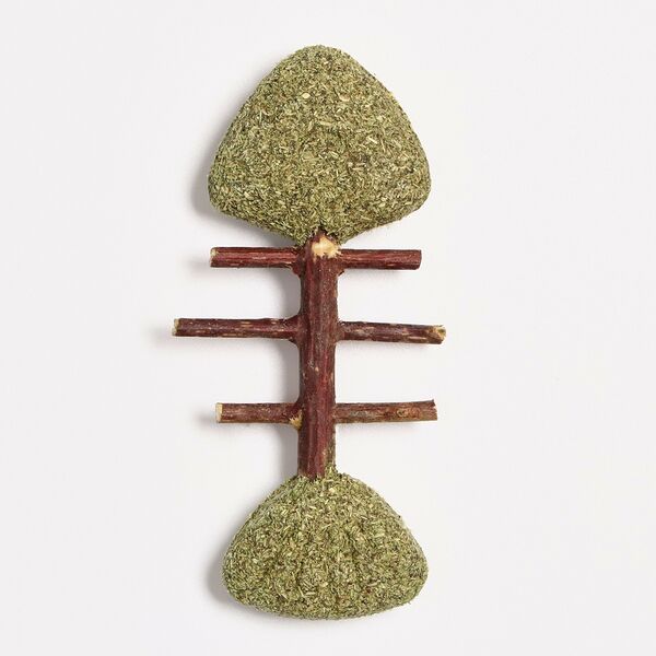 Игрушка для кошек ПИЖОН из прессованной кошачьей мяты и скелетом из мататаби Рыбий остов, 8.5 см