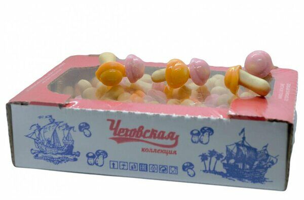 Печенье Чеховские Грибочки со вкусом апельсина и клубники 250г