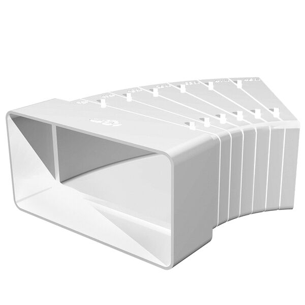 Колено горизонтальное разноугловое, 60х120 мм, пластик