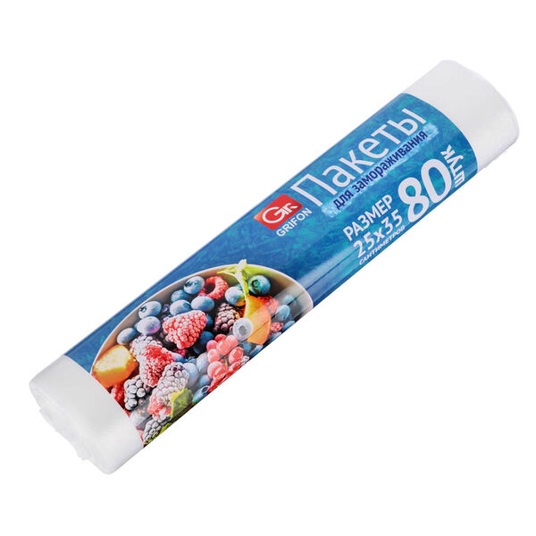 Пакеты для замораживания Grifon С Клипсами 3 л 25х35 см 18 мкм 80 шт