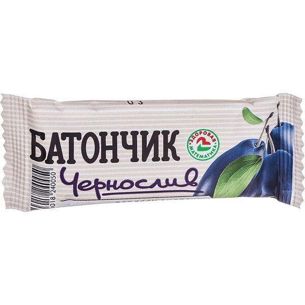Батончик Здоровая Математика фруктовый на основе чернослива, 30г